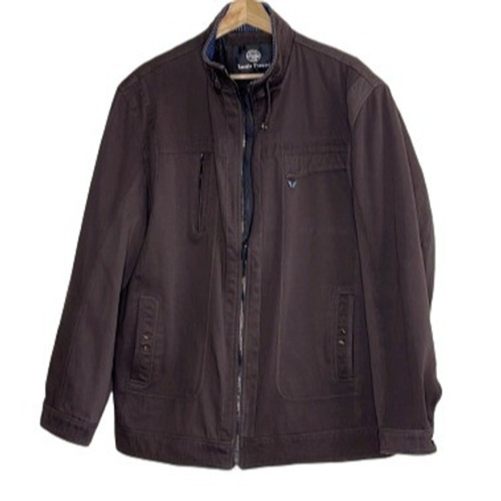 Louis Feraud Men's  Brown  Jacket  Pockets Zip -Up Style Size‎ XL